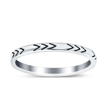 Arrows Ring Oxidized Band Solid 925 Sterling Silver Thumb Ring (2mm)